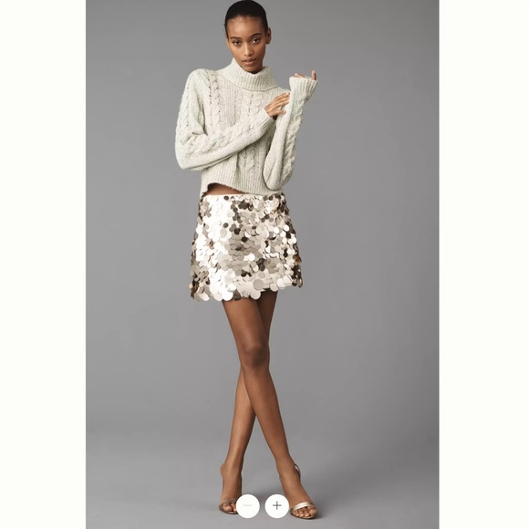 Anthropologie Pilcro Shine Cable-Knit Turtleneck Sweater - Picture 3 of 4